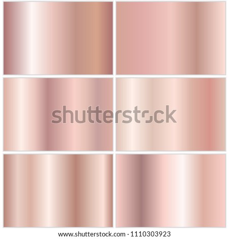 Zdjęcia stock: Collection Of Rose Gold Metallic Gradient Brilliant Plates With Golden Effect Vector Illustration