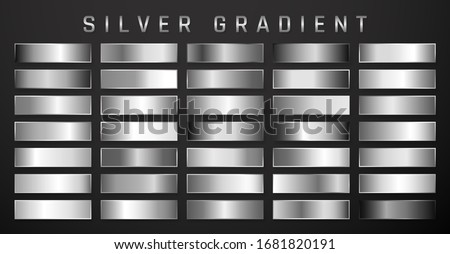 ストックフォト: Collection Of Silver Chrome Metallic Gradient Brilliant Plates With Silver Effect Vector Illustra