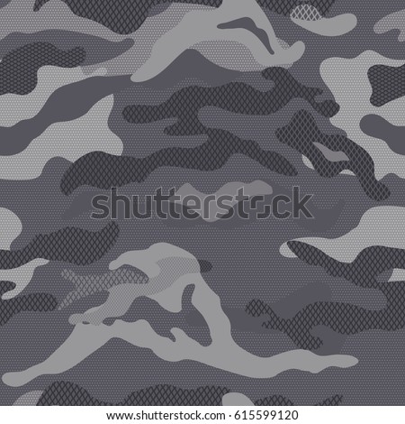 Stock photo: Camouflage Pattern Texture In Gray Shades Background