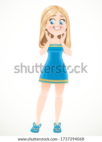 Stock photo: Beautiful Blond Woman Holding Cleansing Agent Into The Camera