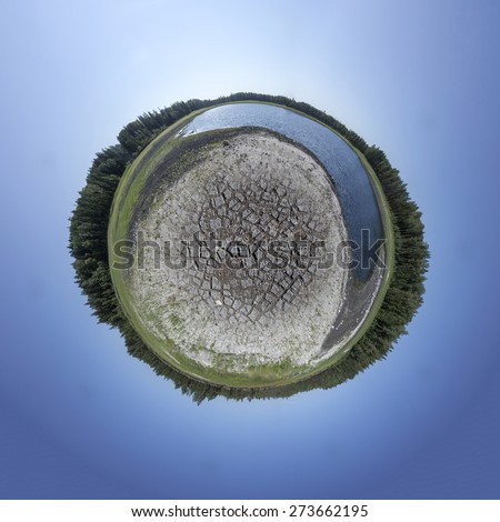 Stockfoto: Dried Out Lake Tiny Planet