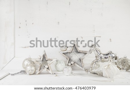 Foto stock: Christmas Vintage Classic Background With Balls And Star Lights