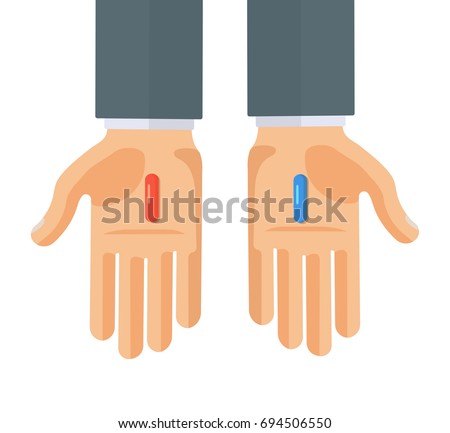 Foto stock: Blue And Red Pills Vector Illustration Isolated On White Backgr