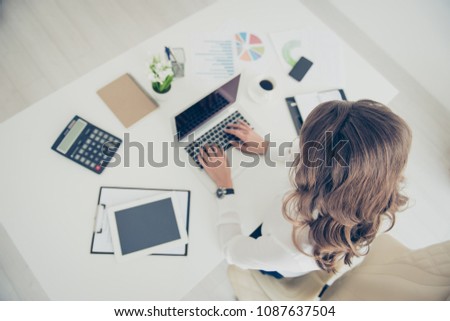 Stock fotó: Top View Of Womans Hands Typing On Laptop Keypad Wearing Glasses