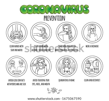 Stock photo: Coronavirus Hand Drawn Vector Doodles Illustration Round Design