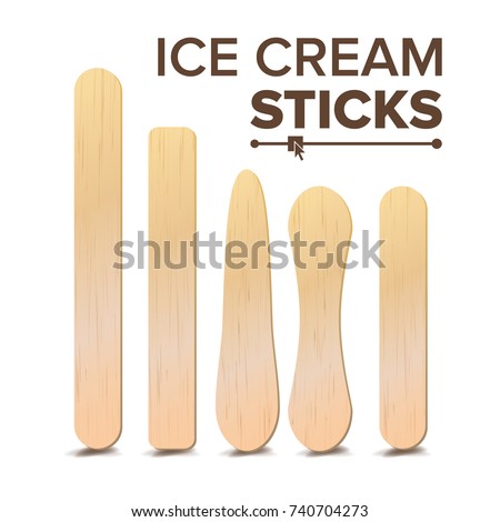 Stockfoto: Set Of Different Ice Cream On Wooden Background Vector Illustration In Sketch Style
