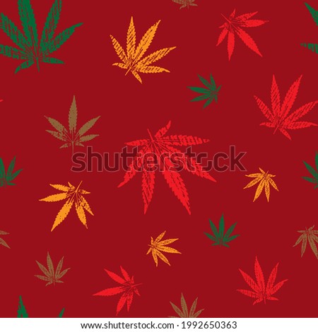 ストックフォト: Cannabis Leaf Grungy Texture Silhouette Design Stamps