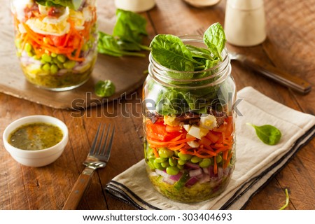 Foto stock: Healthy Homemade Salad In Glass Jar
