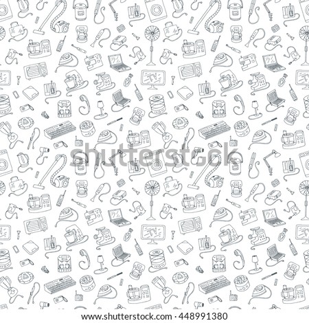 Zdjęcia stock: Seamless Pattern From A Set Of Household Appliances Icons Vector Illustration