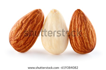 Stock fotó: Close Up Of Natural Big Raw Peeled Almonds Nuts As A Background Vegetable Protein For Vegans Flat