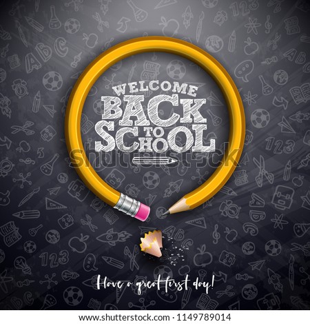 Zdjęcia stock: Back To School Design With Graphite Pencil And Typography Lettering On Vintage Wood Texture Backgrou