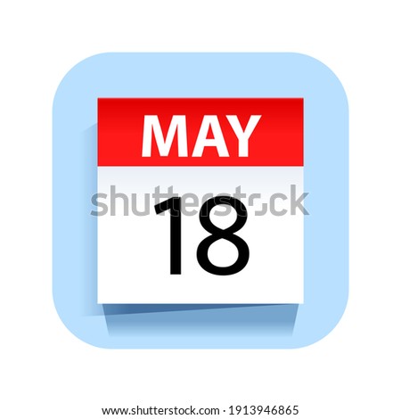 [[stock_photo]]: Simple Black Calendar Icon With 18 May Date Isolated On White