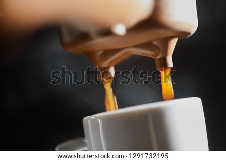 Stock photo: Making Fragrant Morning Coffee In The Coffee Machine Macro Photo