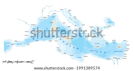 Stock photo: Map Of The Mediterranean Region Southern Europe Middle East North Africa Geographic Chart