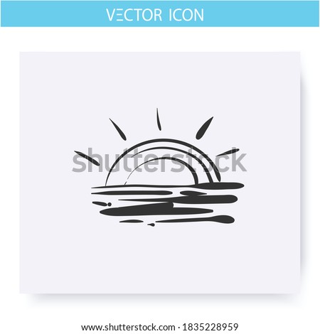 Stok fotoğraf: Hand Drawn Sun With Sea Waves Summer Concept Vector Illustration Isolated On White Background