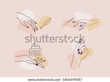 Stock fotó: Nail Salon Hand Drawn Vector Doodles Illustration Manicure Post