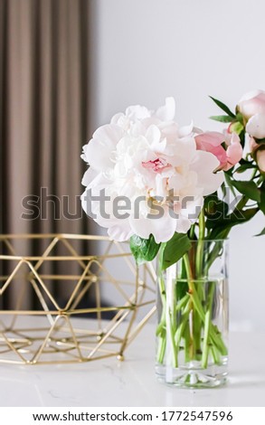 Stock fotó: Chic Bouquet Of Peony Flowers In Vase As Home Decor Idea Luxury Interior Design And Decoration