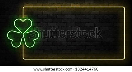 Stock fotó: St Patricks Day Neon Sign And Green Brick Wall Realistic Sign