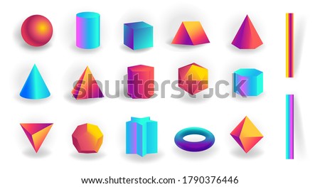 Pyramid - 3d Geometric Shape With Holographic Gradient Isolated On White Background Vector Zdjęcia stock © MarySan