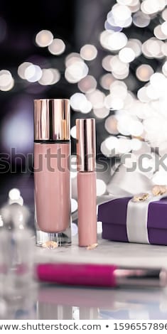 Stock foto: Holiday Make Up Foundation Base Concealer And Purple Gift Box