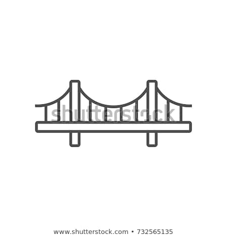 Stock fotó: Suspension Bridge In Water Icon Vector Outline Illustration