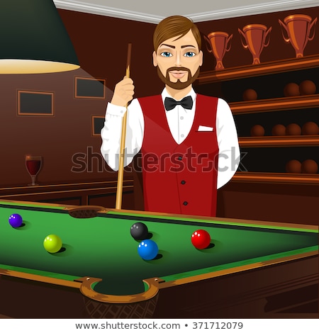 Stok fotoğraf: Billiard Handsome Young Man With Shirt Cue And Tie