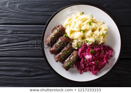 Foto stock: Beef Roulade With Mashed Potatoes And Vegetables