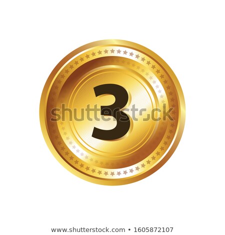 Stock fotó: 3 Number Circular Vector Gold Web Icon Button