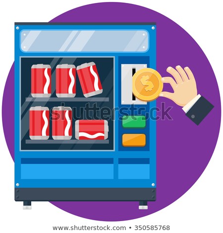 Foto stock: Vending Machine With Hand Drop Gold Dollar