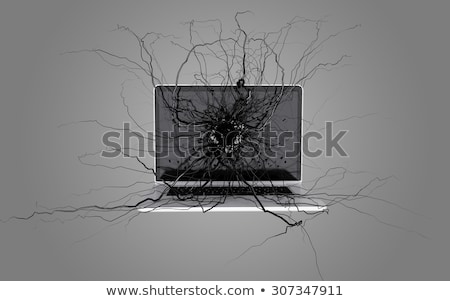 Stok fotoğraf: Social Media Icons Set On The Root Growing Out Of Laptop