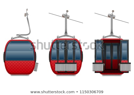 Stock fotó: Mountain Landscape With Cabin Ski Cableway Vector Illustration