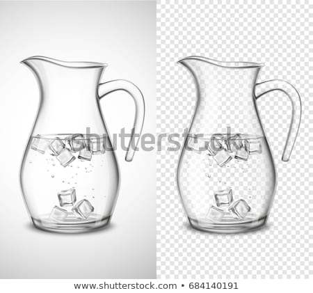 Stock fotó: Pitcher With Water And Ice Cubes On A White Background