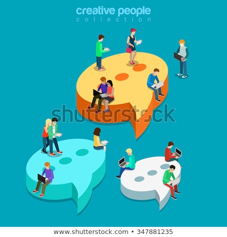 Stock photo: Online Chatting Flat Isometric Vector Conceptual Illustration