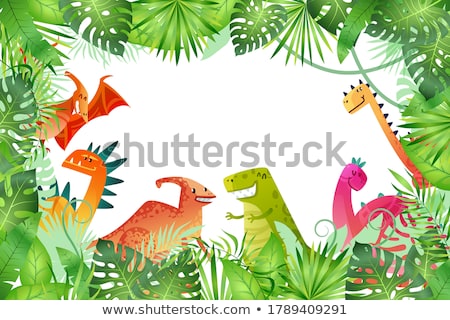 Foto d'archivio: Border Template With Cute Dinosaurs