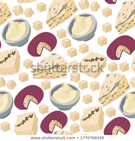 Stock foto: Cottage Cheese Portions Set Vector Illustration