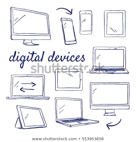 Stockfoto: Communication And Gadgets Hand Drawn Outline Doodle Icon Set
