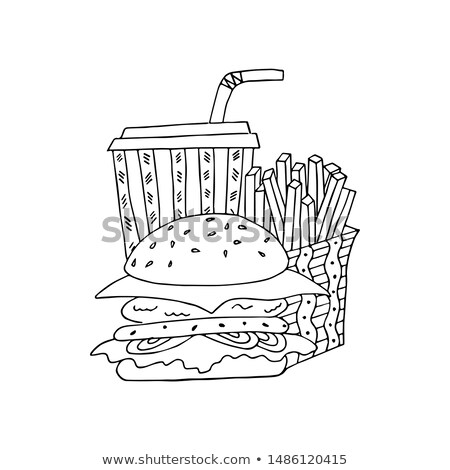 Stock fotó: Burgers Color Outline Isometric Pattern