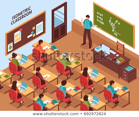 Сток-фото: Teacher Student In Classroom In Isometric Illustration