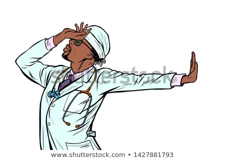 Foto stock: African Doctor Man Medicine Shame Denial Gesture No
