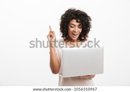 Zdjęcia stock: Image Of Delighted Women Using And Pointing Finger At Cellphone