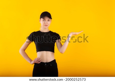 Stock photo: Blond Hair Girl In Yellow And Black Clothing Isolated On White