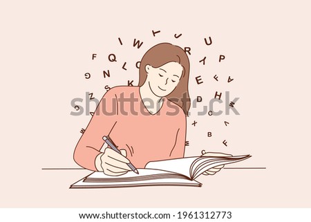 [[stock_photo]]: A Young Girl Sits At The Office Table And Holds A Pencil In Her Hands