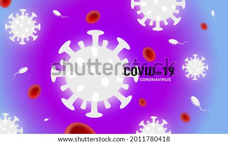 Stok fotoğraf: Covid 19 Coronavirus Outbreak Design With Virus And Blood Cell In Microscopic View On Light Backgro