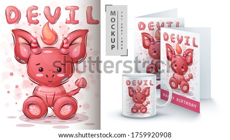 Cute Teddy Devil Poster And Merchandising ストックフォト © rwgusev