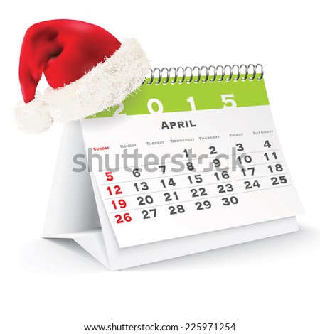 April 2015 Desk Calendar With Christmas Hat Stockfoto © ojal