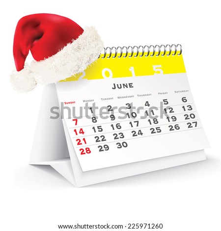 June 2015 Desk Calendar With Christmas Hat Stockfoto © ojal