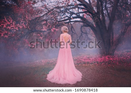 Foto stock: Elegant Lady Beautiful Blond Woman Model In Fashion Dress With