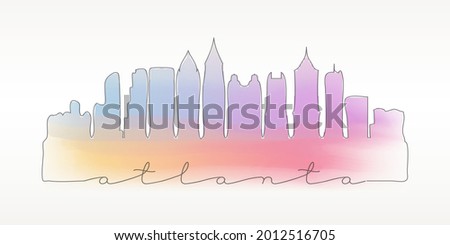 Stock photo: Watercolor Art Print Of The Skyline Of Atlanta Georgia Usa