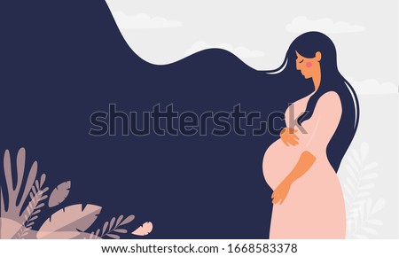 Stock photo: Young Beautiful Pregnant Woman With Long Hair