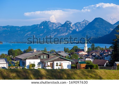 St Gilgen And Wolfgang See Lake With Sparber And Bleckwand Peak Stock foto © Pixachi